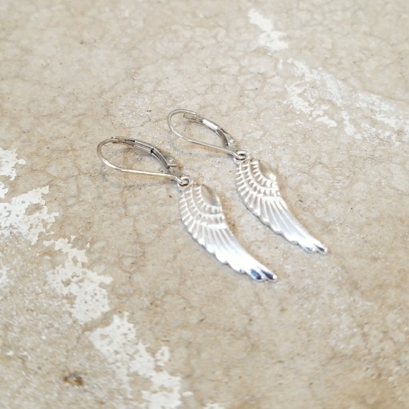 Sterling Silver Angel Wings Earrings - Picture 3 of 3